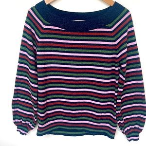 Boden Mabel Boat Neck Sweater Wool Blend Metallic Sparkle Size 8